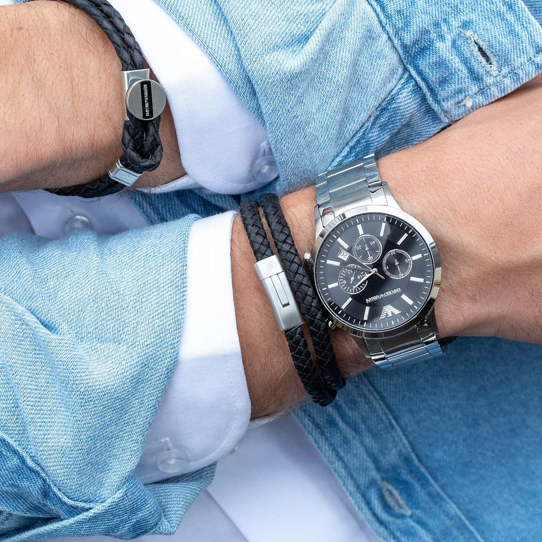 Emporio Armani Armband Für Männer, 18.50Cm Silbernes Edelstahlarmband, EGS2176040