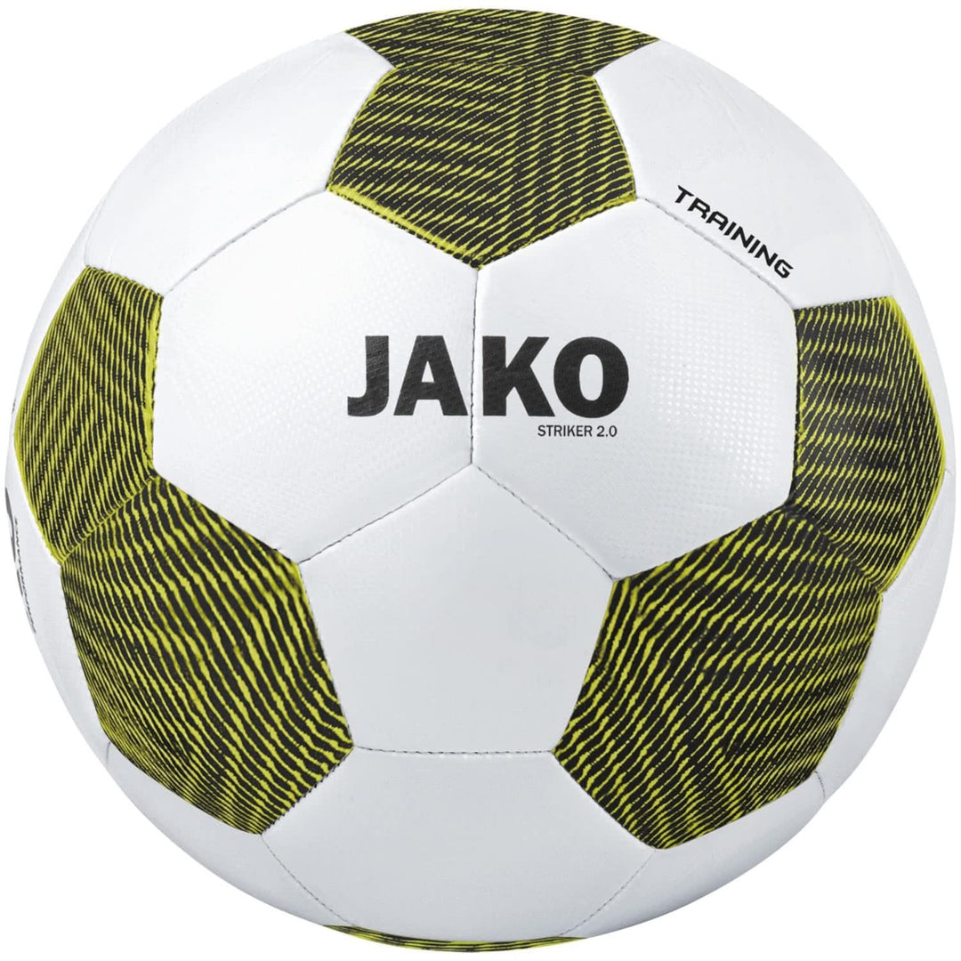 JAKO Fussbälle Trainingsball Striker 2.0, weiss/anthrazit, 5, 2353 4 Weiss/Schwarz/Soft Yellow, 4 We