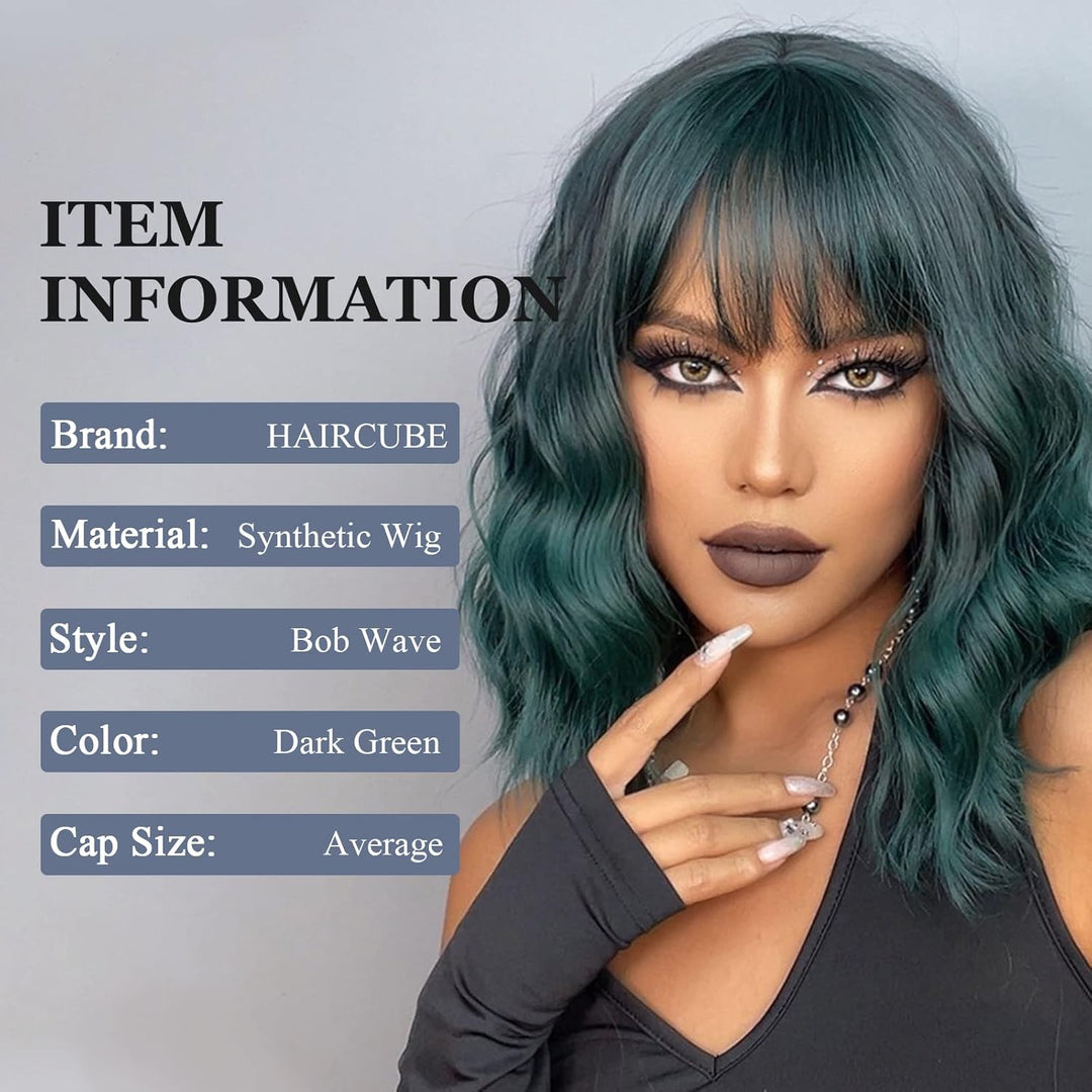 HAIRCUBE Kurze Charming Bob mit Bangs Perücken für Frau Natur Hitzebeständige Synthetische Faser Par