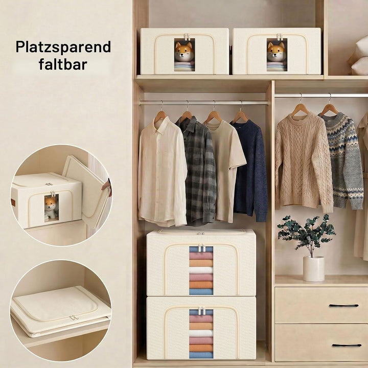 Kleidung Aufbewahrungstasche Faltbar Metallrahmen: Stapelbare Aufbewahrungsbox mit Deckel für die Kl