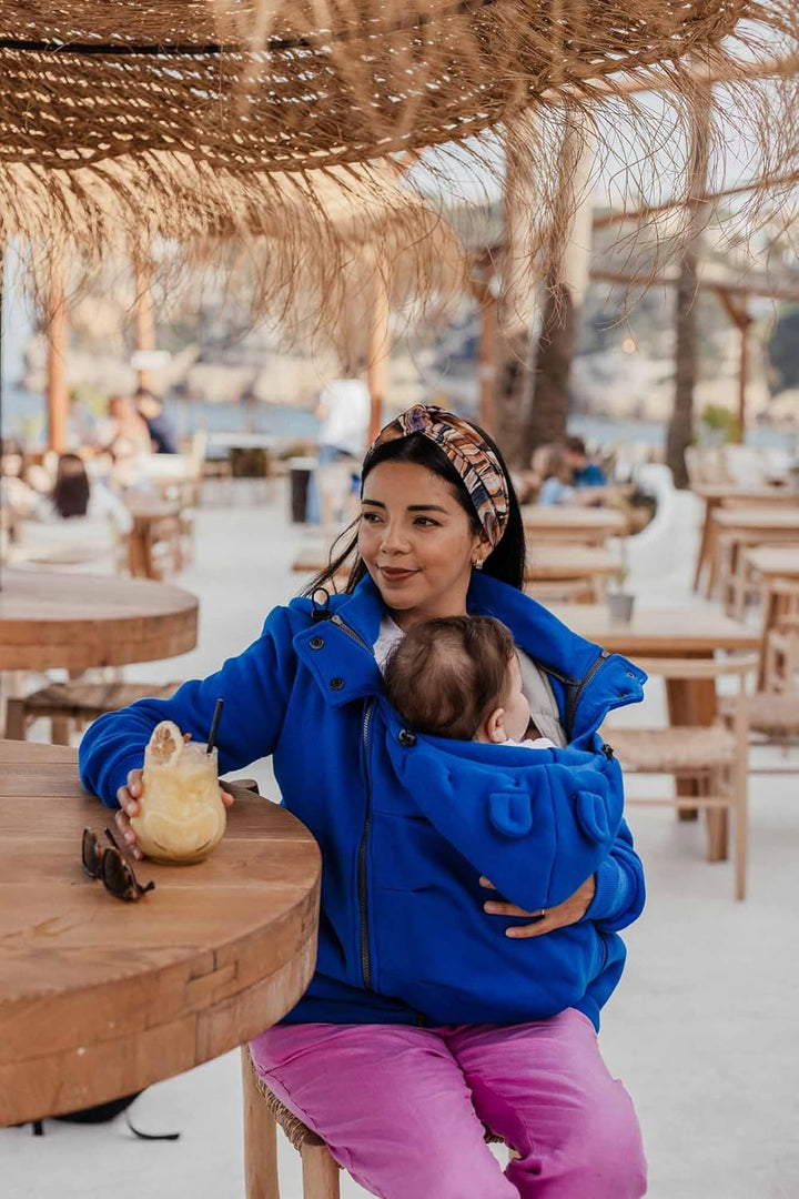 fun2bemum Pola 4in1 Baby Tragejacke für Mama Känguru Kapuze VORNE/HINTEN XXL Cobalt, XXL Cobalt
