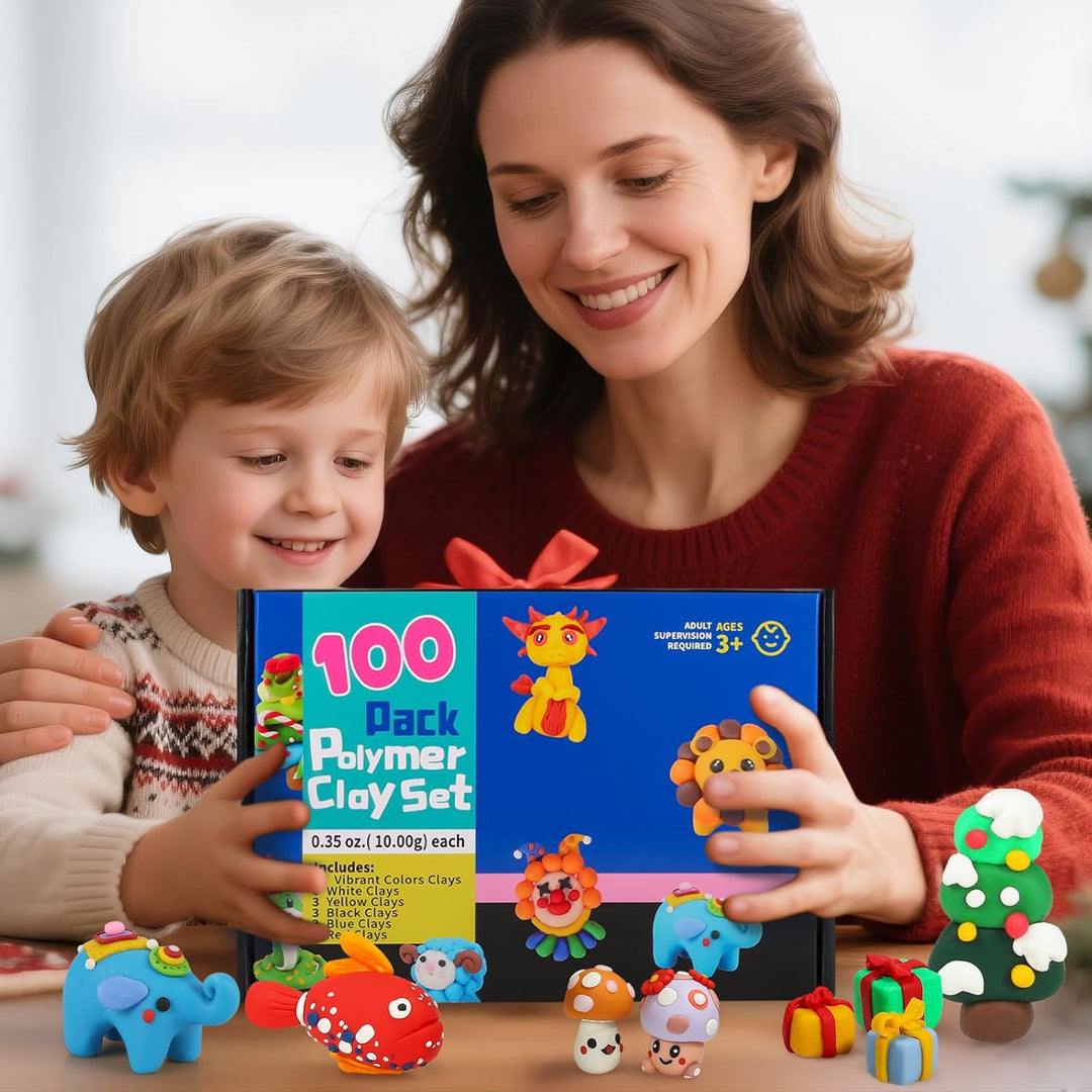 iFergoo Modelliermasse-Set, 100 Farben, Ofen-Modelliermasse-Set, ungiftig, lebendige Farben für Schm