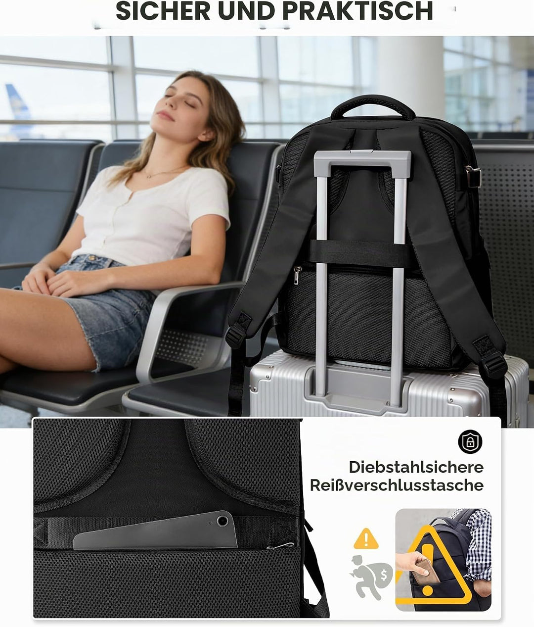 SZSYCN Vakuum Rucksack Handgepäck 40×30×20 Rucksack 40x20x25 für Ryanair Wizzair Reiserucksack Damen