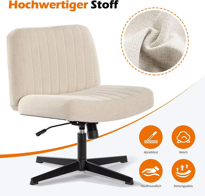 Bosmiller Schneidersitz Stuhl mit Stoffpolsterung，Criss Cross Chair Breiterem Kissen,Höhenverstellba