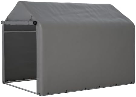 Fahrradgarage mit Rolltor 160x220x165 cm, wetterfester PE-Geräteschuppen, grau, für Fahrrad, Motorra