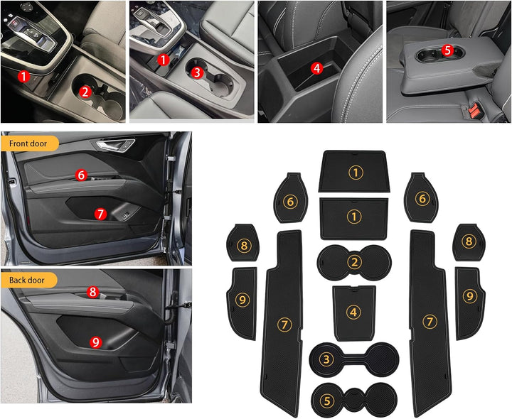 LFOTPP Kompatibel mit AUD-i Q4 Etron 2021 2022 2023 Anti-rutsch Gummimatten Set, Mittelkonsole Armle