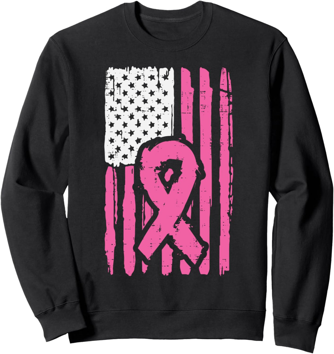 US-Flagge rosa Band Brustkrebs-Bewusstsein Patriotische Frauen Sweatshirt