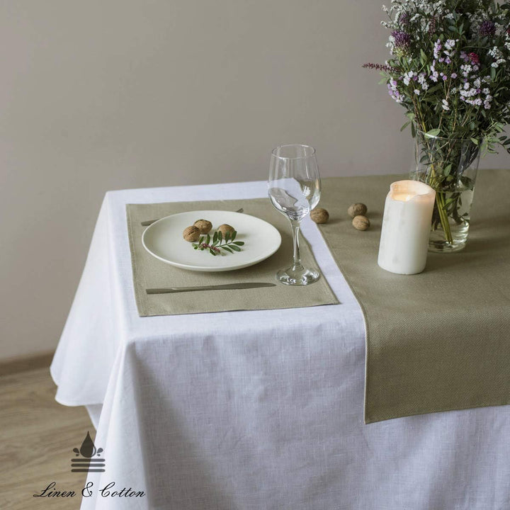Linen & Cotton Tischsets Platzsets Stoff Tischmatte Pietro - 100% Leinen, Beige (30 x 45cm, 2 Stück)