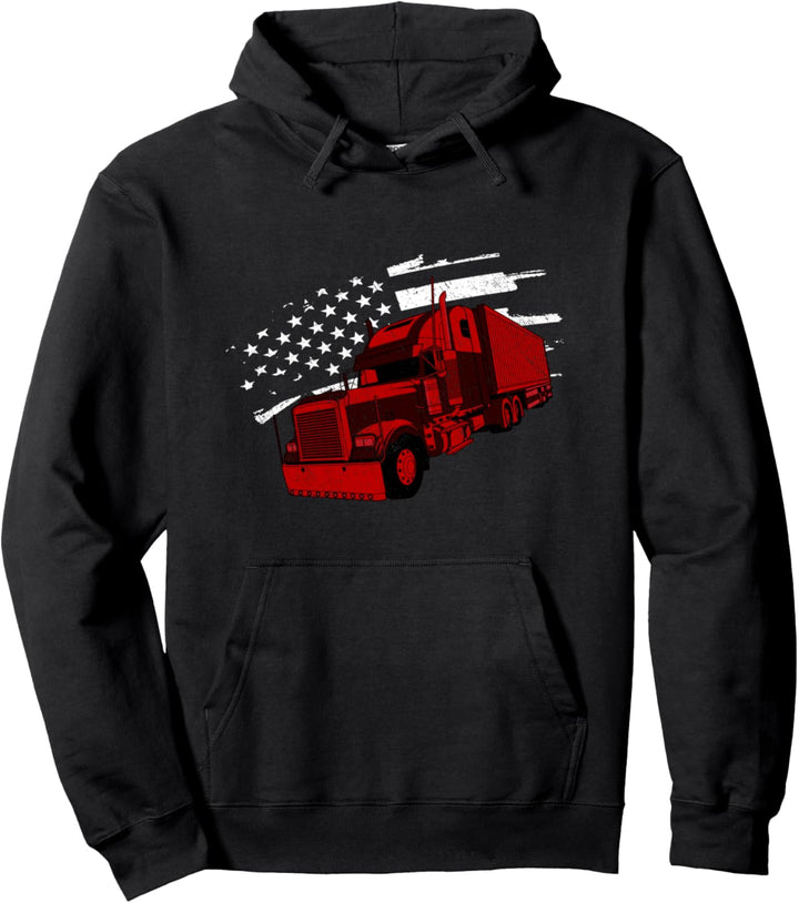 USA Flag Laster Spruch Lastkraftwagen Transporter Fernfahrer Pullover Hoodie