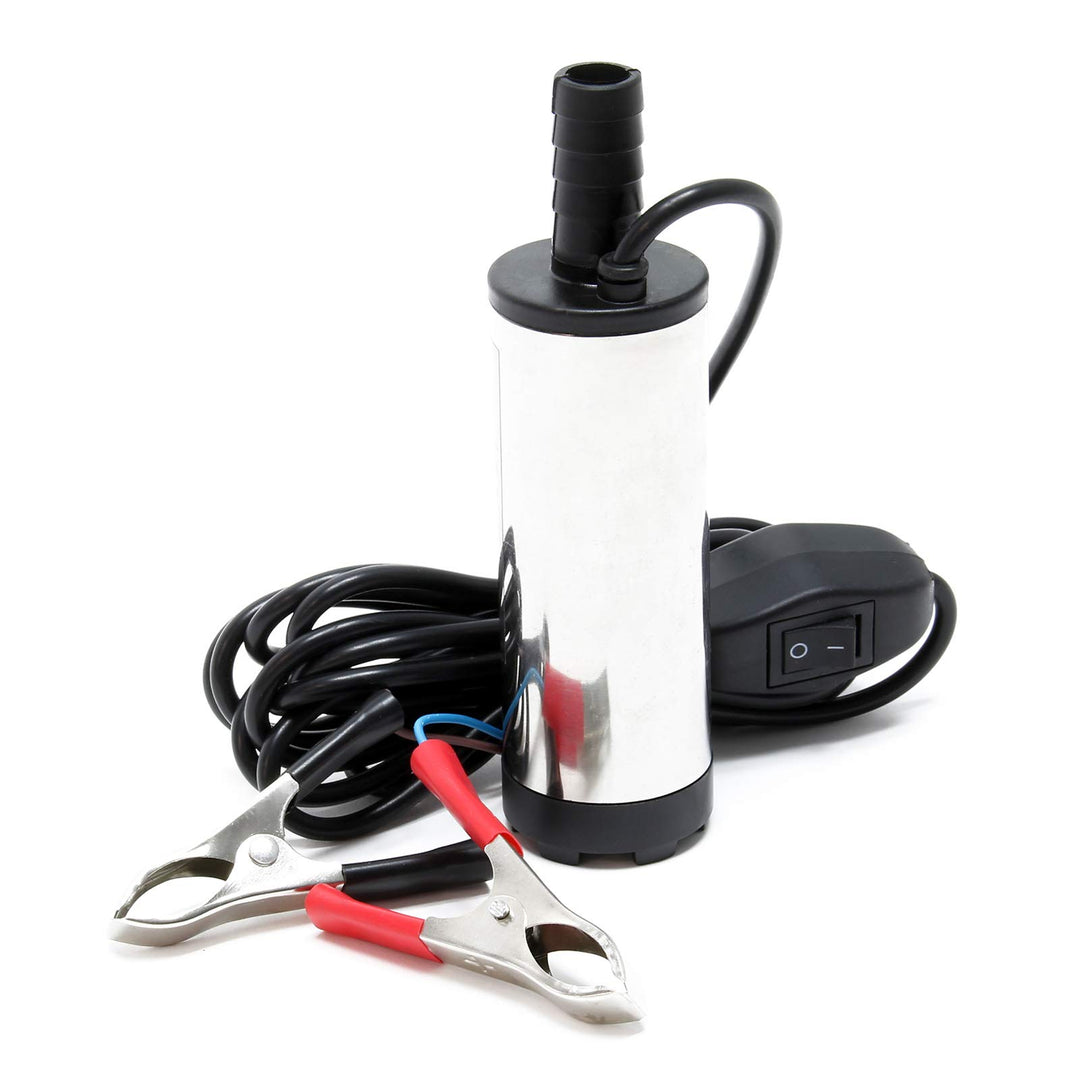 Wiltec Mini Pumpe 12 l/min 8700 U/min 12 V, 16 mm Auslass, Tauchpumpe für Wasser und Dieselöl, zum A