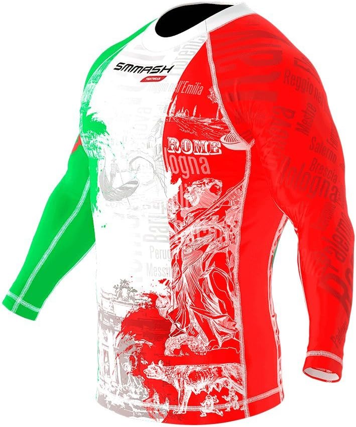 SMMASH Funktionsshirt Herren Rashguard Langarm Sportshirt MMA Thaibox Muay Thai Kickboxen Atmungsakt