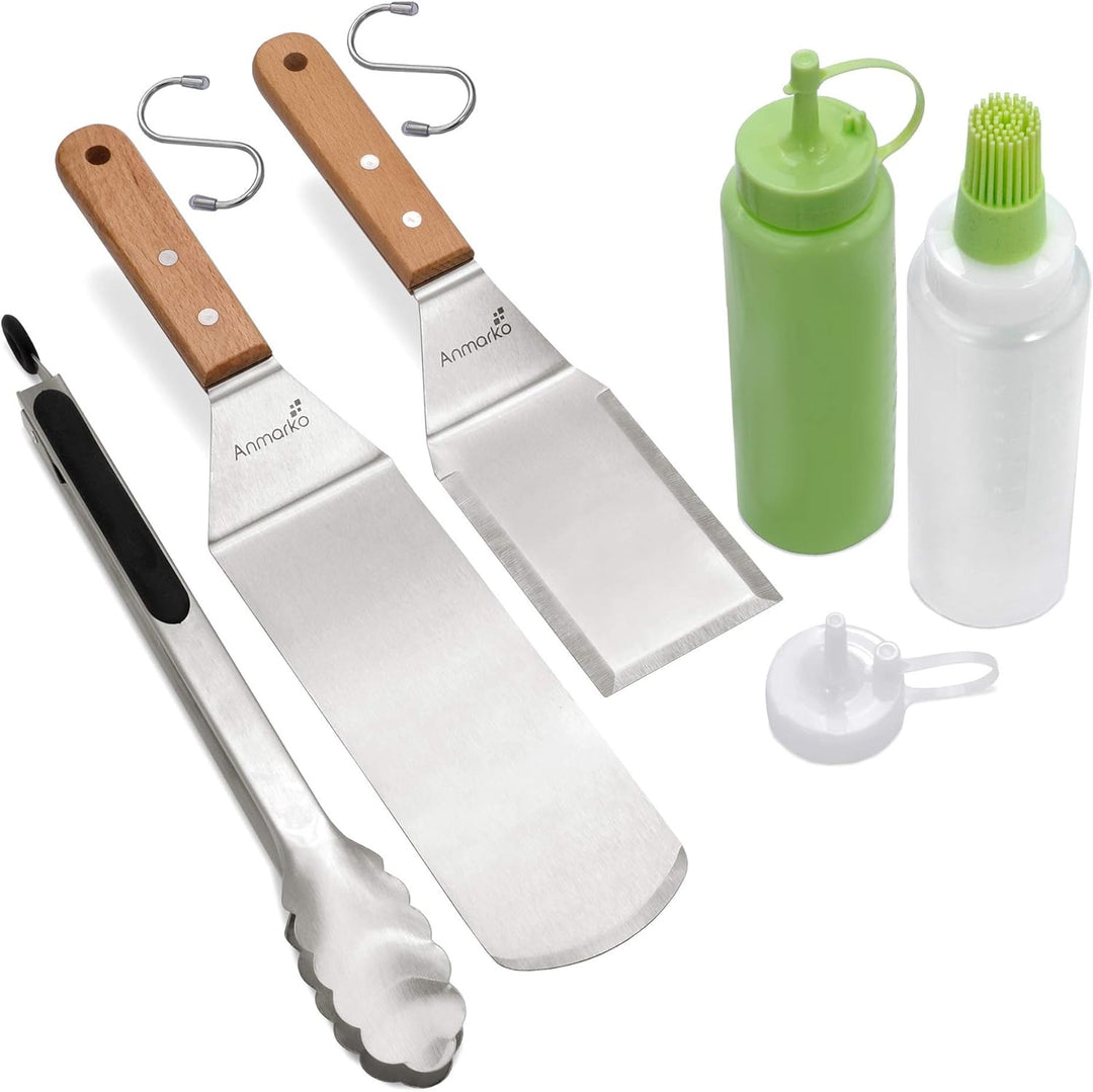 Exklusives Grillwender Set aus hochwertigem Edelstahl - BBQ Grillset in erstklassiger Qualität für H