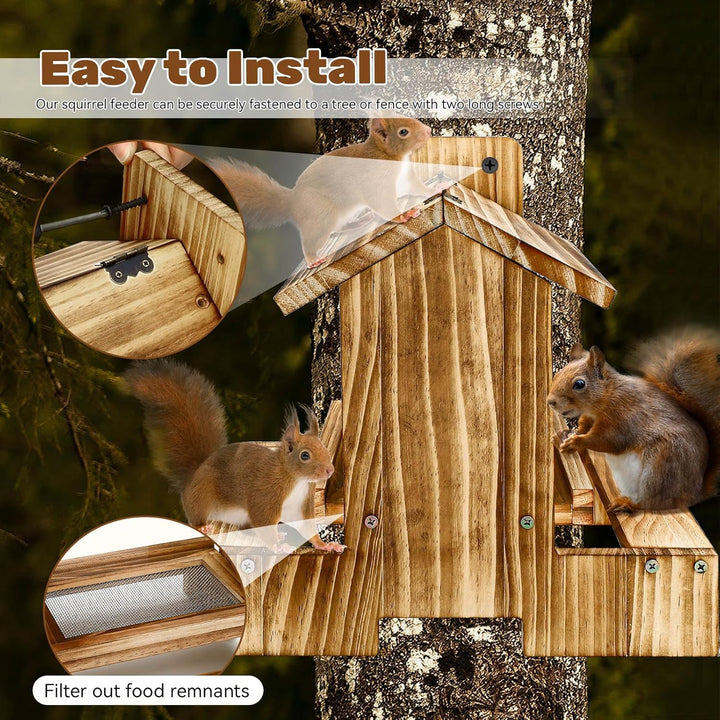 Holz Eichhörnchen Picknick Tisch Futterspender Eichhörnchen Futterspender für Draussen, Eichhörnchen