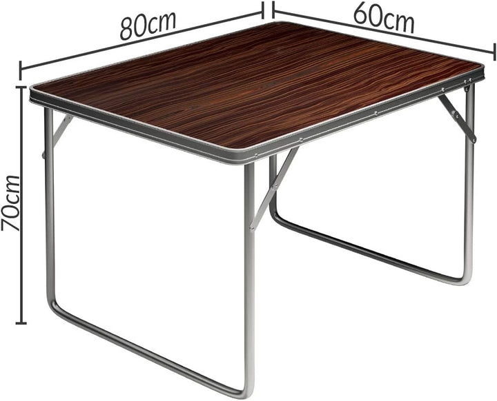 Casaria® Campingtisch klappbar Camping Klapptisch Holz Alu 80x60cm mit Tragegriff leicht Tisch faltb