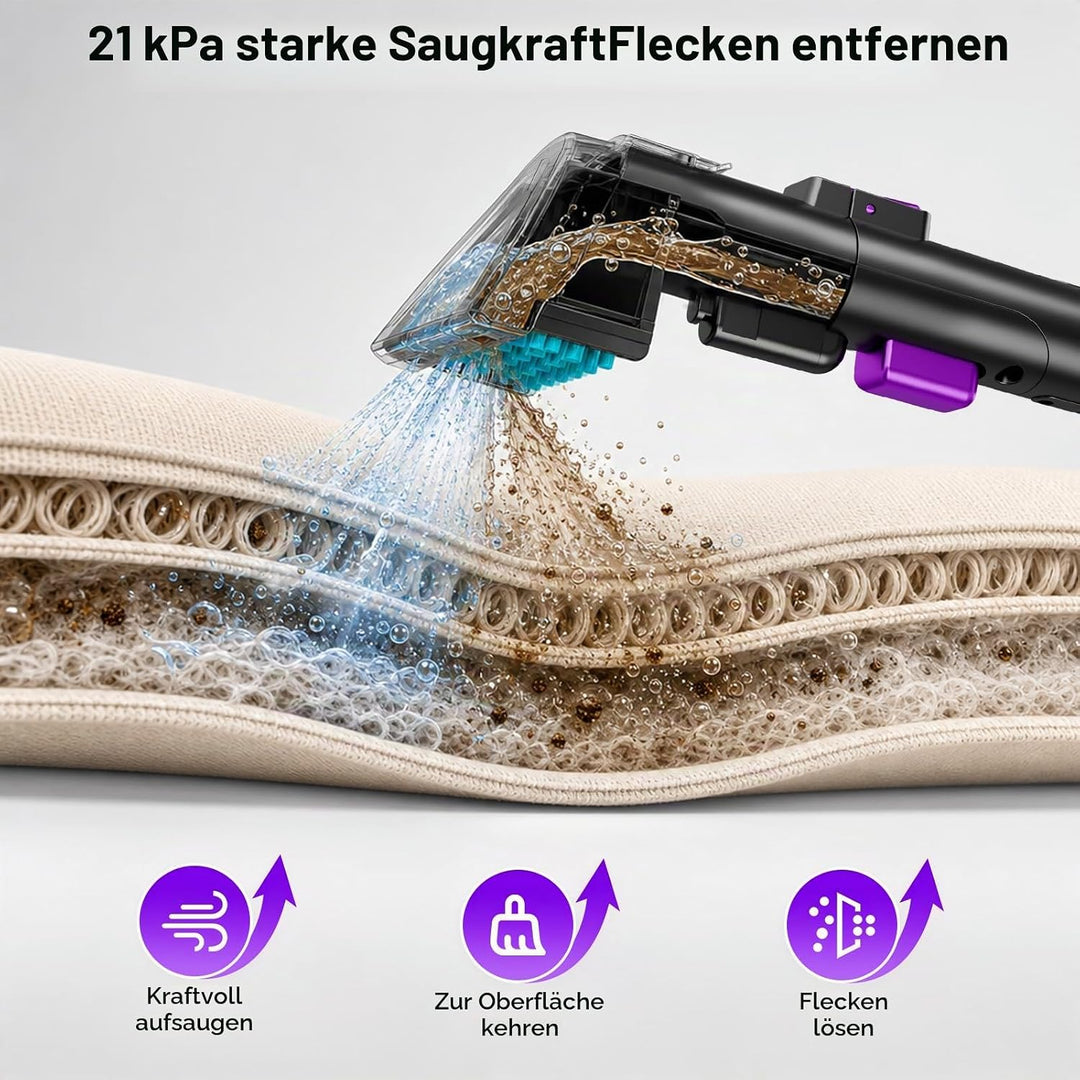Waschsauger Polsterreiniger Gerät, 600W 21kPa Tragbarer Teppichreiniger Violett, Violett