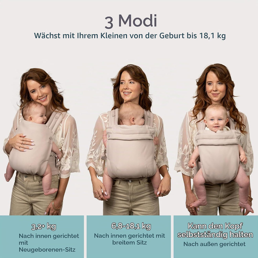 Infantino Honey Blossom Babytrage, Ergonomisch, M-Position, Gleitsitz, Kreuzträger, 3,2–18,1 Kg, Toa