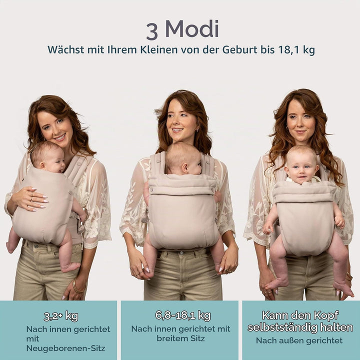 Infantino Honey Blossom Babytrage, Ergonomisch, M-Position, Gleitsitz, Kreuzträger, 3,2–18,1 Kg, Toa