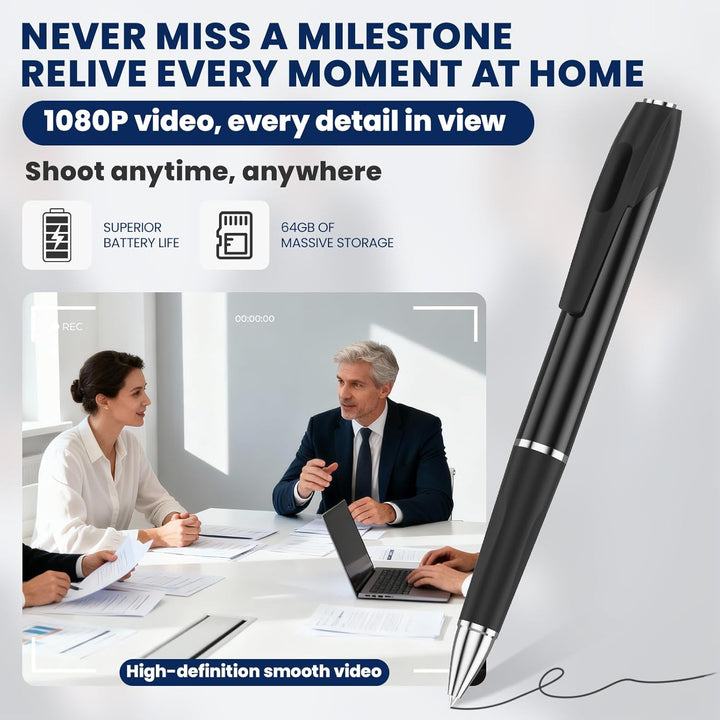Kamerastift mit 64 GB SD-Karte, 1080P Kameras für Heimsicherheitsüberwachung & Haustierpflege, lange