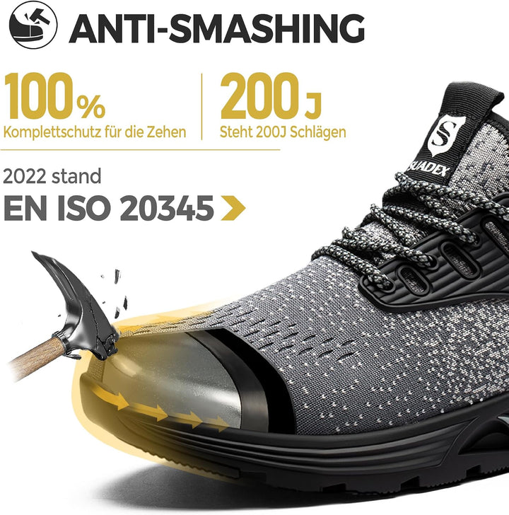 SUADEX Sicherheitsschuhe Arbeitsschuhe Herren Damen Leicht Stahlkappenschuhe Atmungsaktiv mit Stahlk