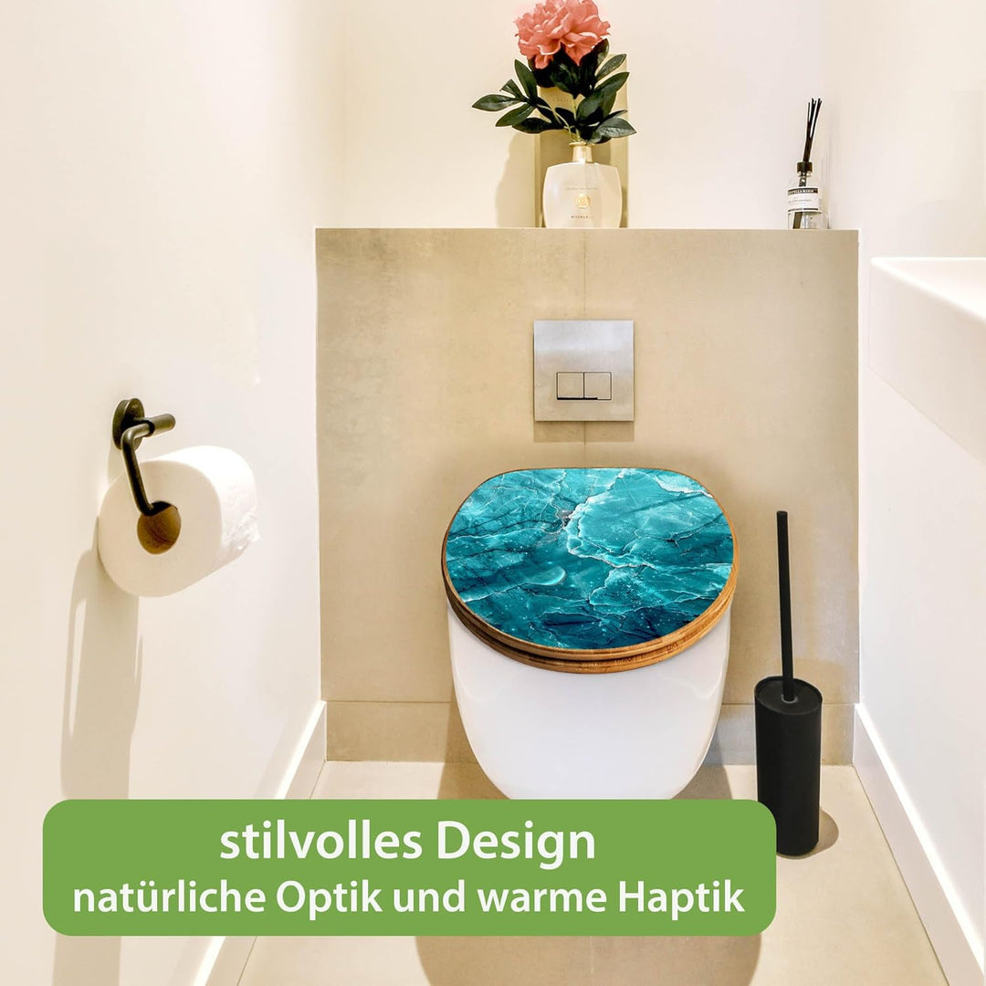 banjado Design WC Sitz Bambus Absenkautomatik 45,8x37,5cm - Toilettendeckel mit Absenkautomatik Holz