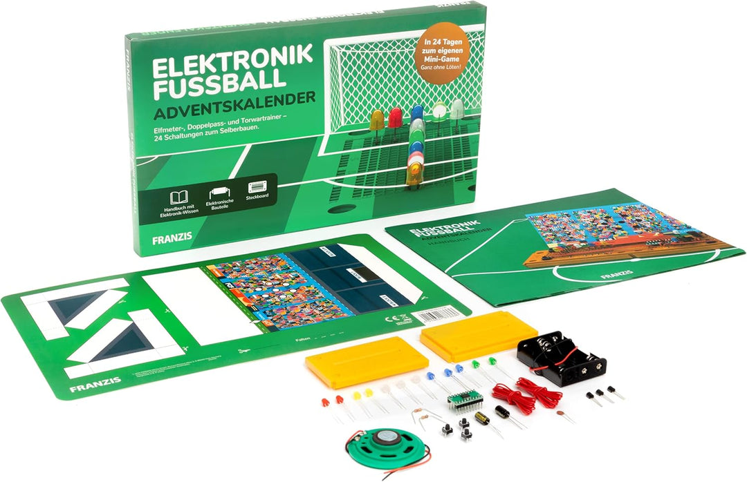 FRANZIS 67333 - Elektronik Fussball Adventskalender, 24 Schaltungen zum Selberbauen, inkl. allen Bau