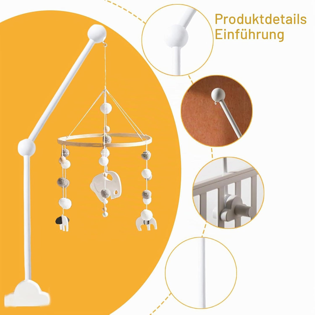 Baby Mobile Halterung Holz Weiss Wolken: Nizirioo Mobile Halterung Babybett Klingelhalterung mobile