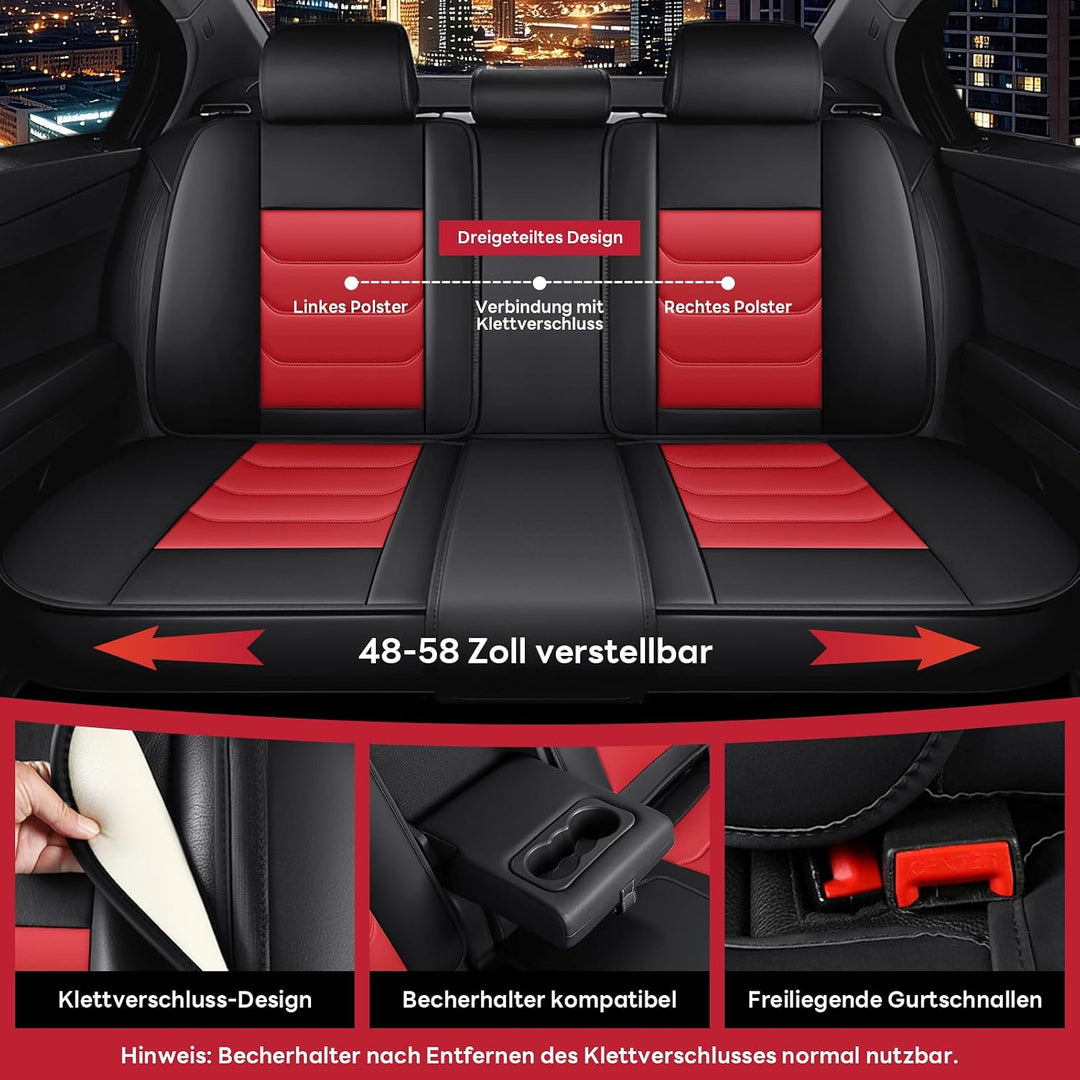 AutoSitzbezüge Leder für Audi A4 2000-2025, Schwarz-Rot Schwarz-Rot Audi A4, Schwarz-Rot Audi A4