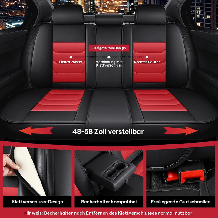 AutoSitzbezüge Leder für Audi A4 2000-2025, Schwarz-Rot Schwarz-Rot Audi A4, Schwarz-Rot Audi A4