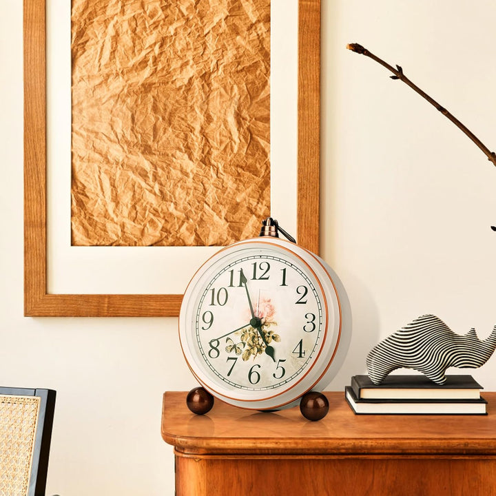 Retro-Tischuhr, klassischer Wecker für Wohnzimmer, Tisch, Schlafzimmer, Vintage, leise, nicht ticken