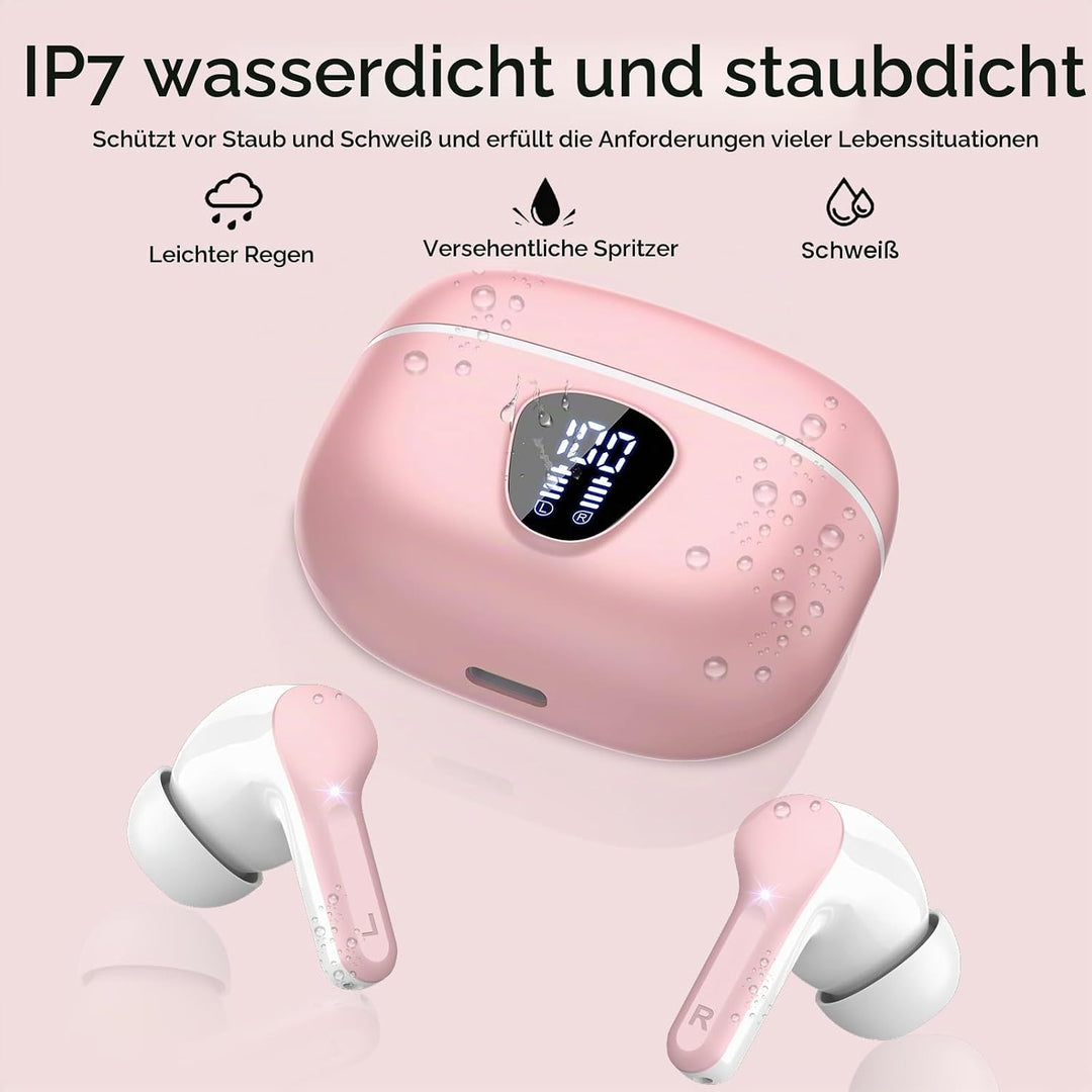 Bluetooth Kopfhörer, Kopfhörer Kabellos Bluetooth 5.4 In Ear, 4 ENC Noise Cancelling Mic Ohrhörer, H