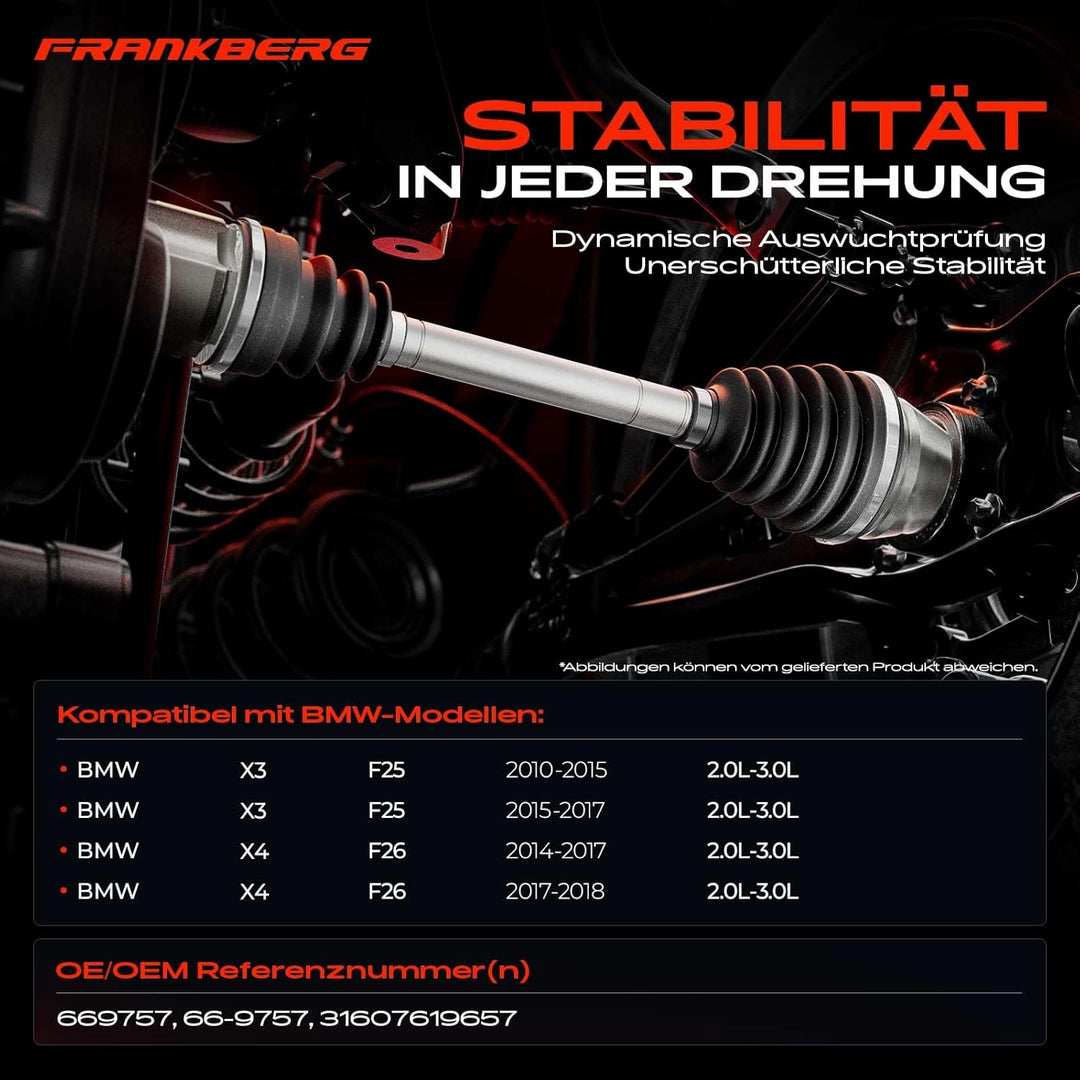 Frankberg Antriebswelle Vorderachse Links Kompatibel mit X3 F25 X4 F26 xDrive20 xDrive28 xDrive30 xD