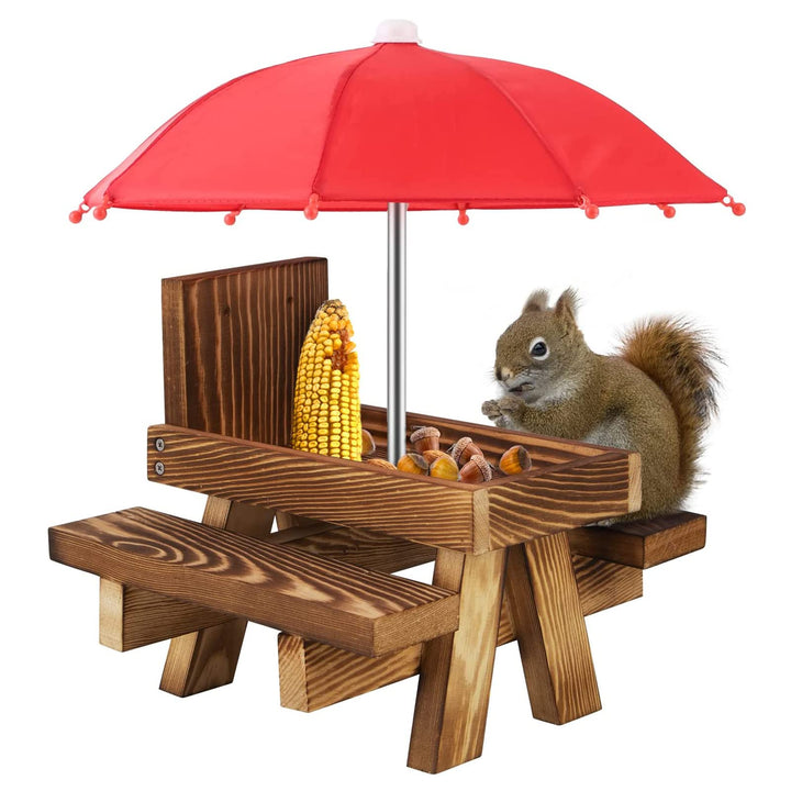 Eichhörnchen Futterhaus Wetterfest Eichhörnchen Picknicktisch Holz Eichhörnchen-Futtertisch Mit Rege