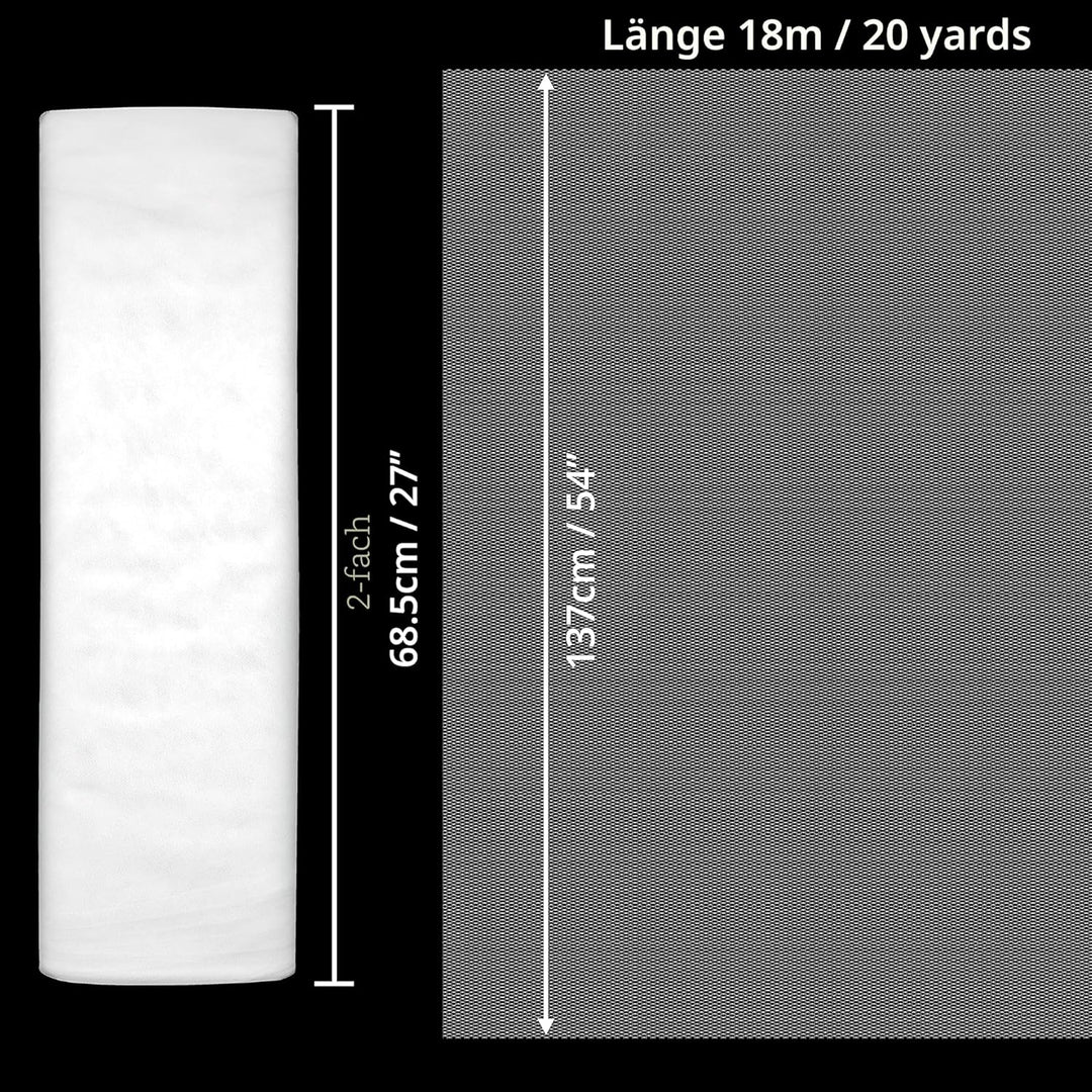 Handi Stitch Breite Tüll Stoff Rolle Weiss – 137 cm Breit x 18 m Lang - Tüllstoff Weiss Polyester Tü