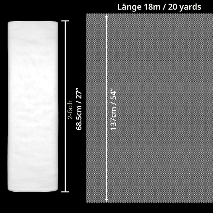 Handi Stitch Breite Tüll Stoff Rolle Weiss – 137 cm Breit x 18 m Lang - Tüllstoff Weiss Polyester Tü