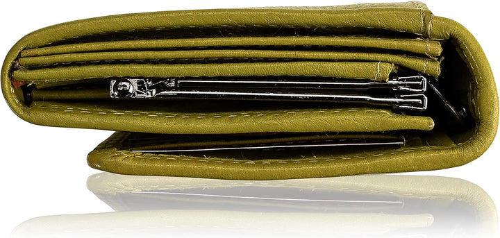 Josephine Osthoff Geldbörse Damen Leder Länglich Portemonnaie mit Bügelverschluss KleinGeldbörse Kre