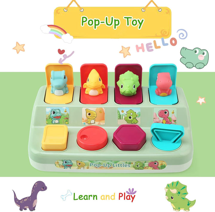 LEADSTAR Baby Spielzeug Motorikspielzeug, Pop Up Activity Spielzeug mit Dinosaurier, Lernspielzeug m
