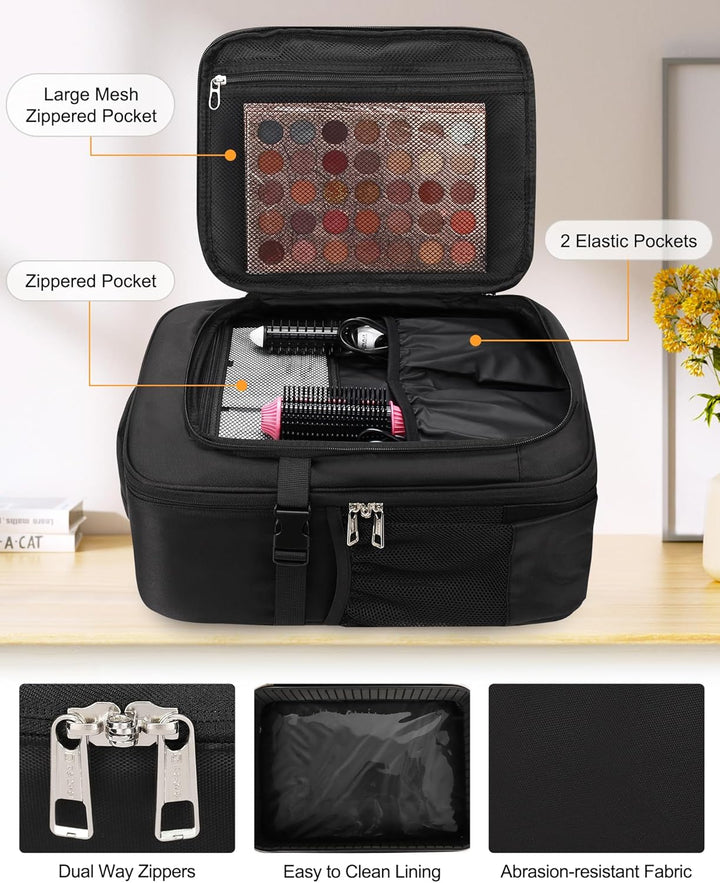 Make-up Rucksack, Profi Reise Make-up-Koffer Set für Frauen – XL Kosmetik-Organisierer mit Pinselauf