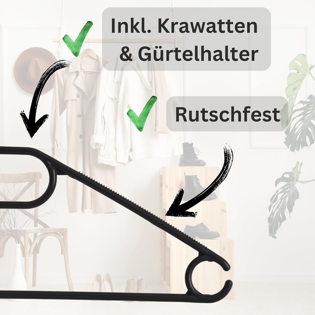 50 Kleiderbügel mit 360 Grad drehbaren Haken recycelter Kunststoff Bügel rutschfest, platzsparend, M