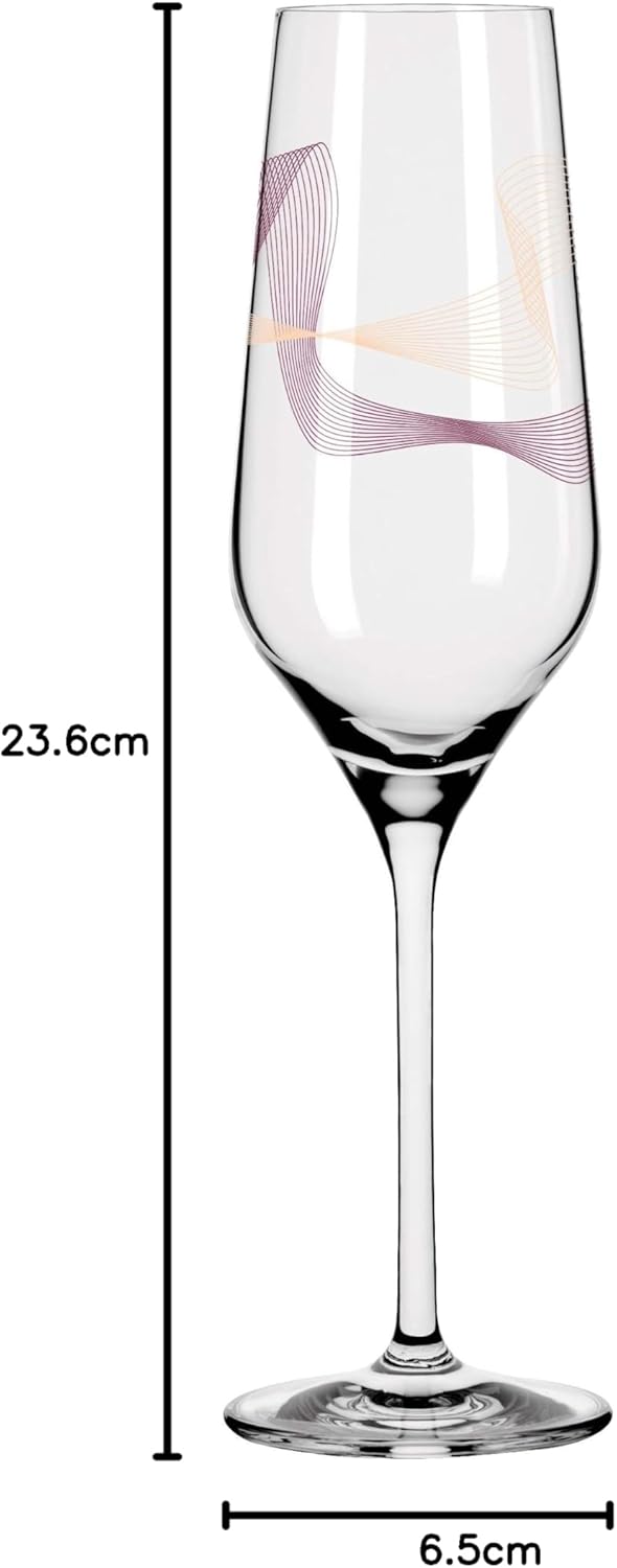 RITZENHOFF 3711001 Champagnerglas 250 ml – Serie Kristallwind Set Nr. 1 – 2 Stück mit Windillustrati