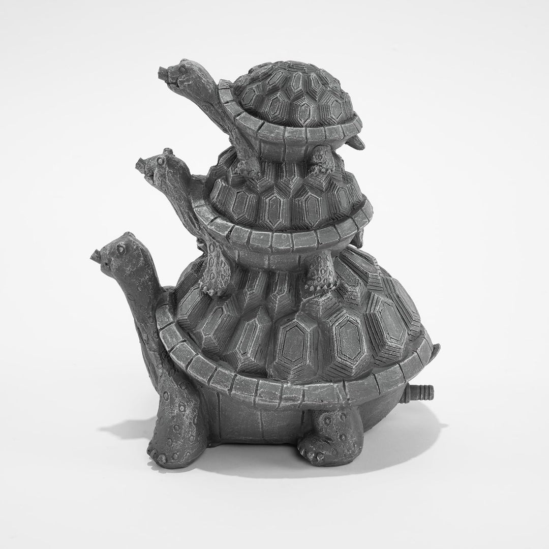 Esotec Wasserspeier-Figuren Schildkröten Trio, Einzelfigur mit Schlauch, Teichfigur, Brunnenfigur, W