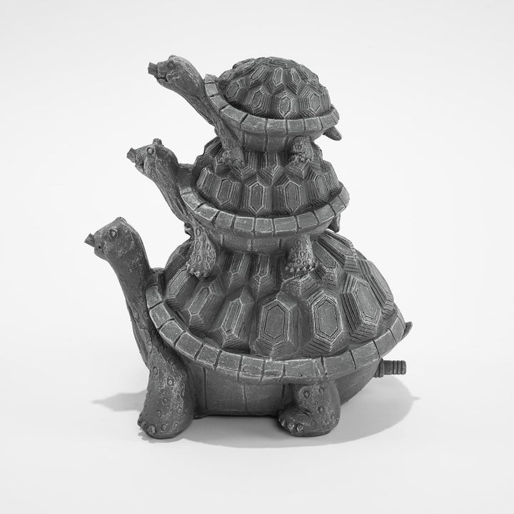 Esotec Wasserspeier-Figuren Schildkröten Trio, Einzelfigur mit Schlauch, Teichfigur, Brunnenfigur, W