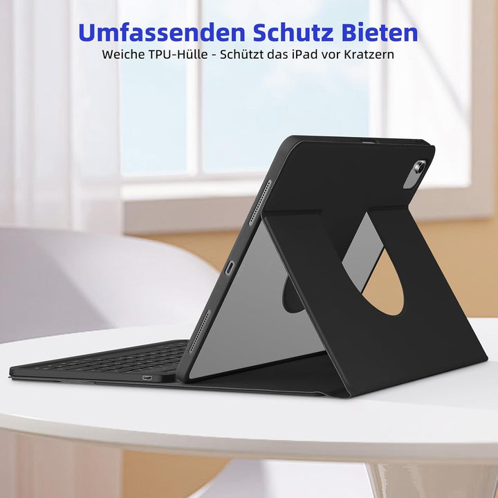 Bettdow für iPad Air 13 Zoll M3 2025/ M2 2024 Tastatur Hülle, Hoch-/Querformat Verwenden, QWERTZ Lay
