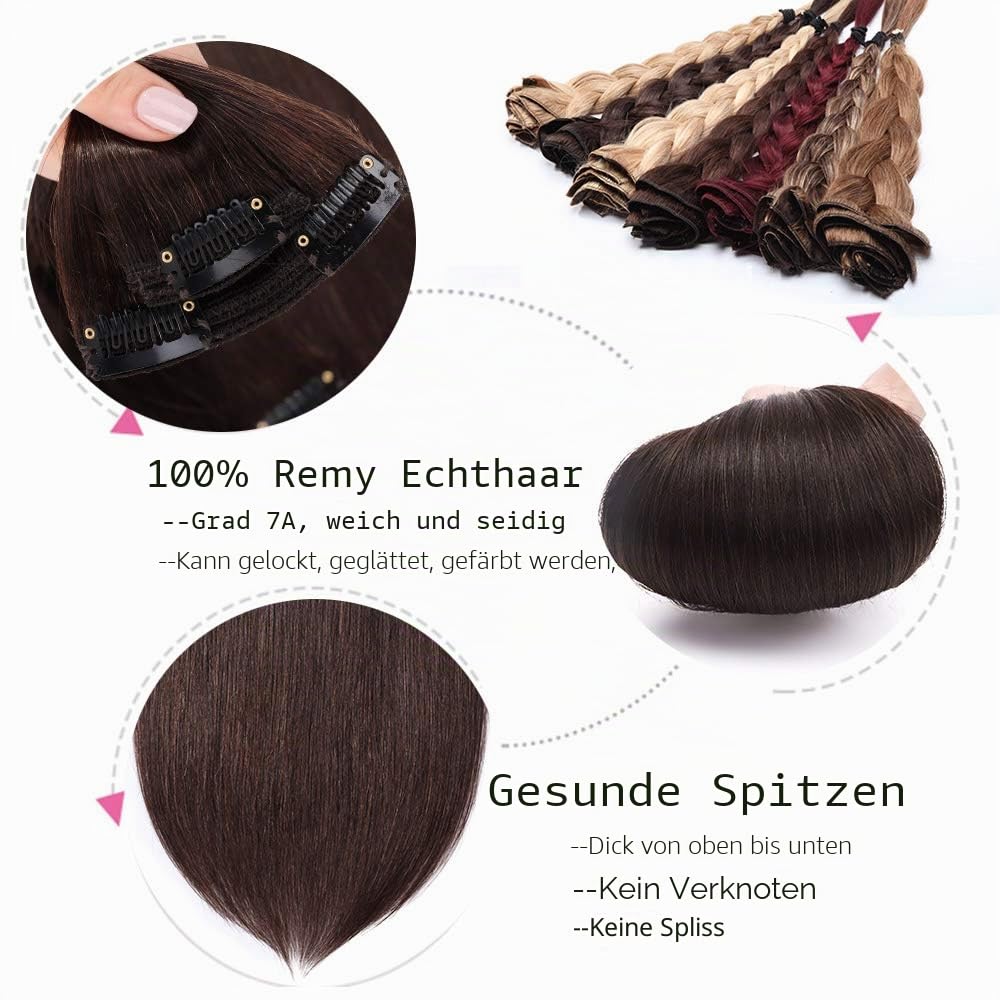 SEGO Clip in Extensions Echthaar Haarverlängerung Haarteil Doppelt 8 Teile hitzebeständig glatt Dunk
