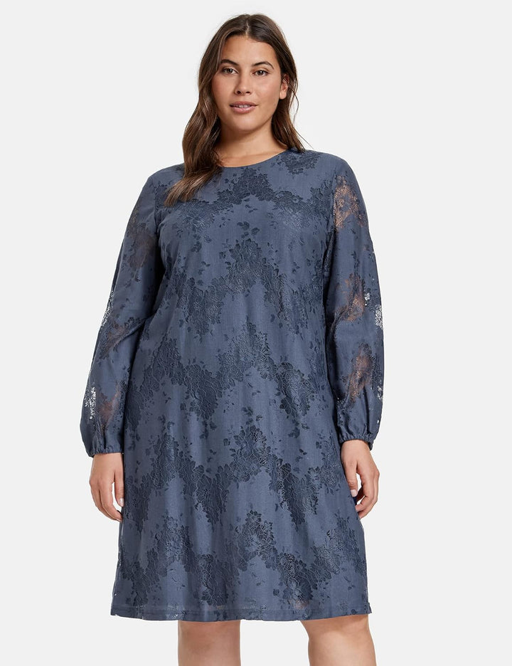 SAMOON Damen Pullover Turtle Kleid, Nordic Blue, 42