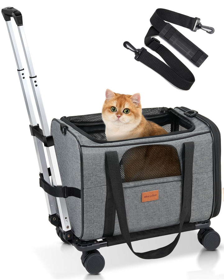 Morpilot Katzentragetasche mit Rädern, von Fluggesellschaften zugelassen, Haustier-Hundetrage mit Rä