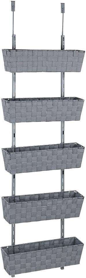 WENKO Türregal Adria 5 Etagen - Einhängeregal, 5 Etagen, pulverbeschichtetes Metall, 42 x 141 x 16 c