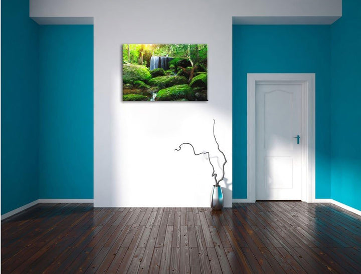 Pixxprint Regenwald in Thailand / 100x70cm Leinwandbild bespannt auf Holzrahmen/Wandbild Kunstdruck