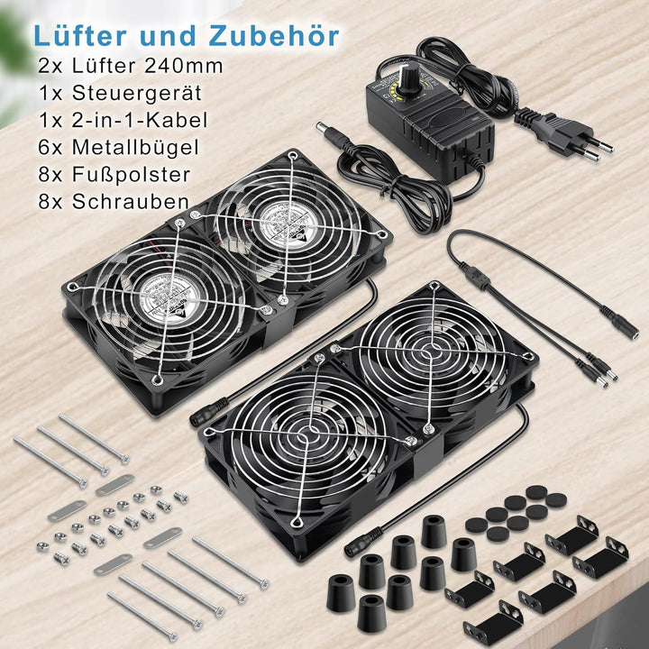 GDSTIME 4 x 120mm Lüfter 230V Grosser Luftstrom 120mm x 38mm Lüfter 220V AC Axial mit AC Stecker Lüf