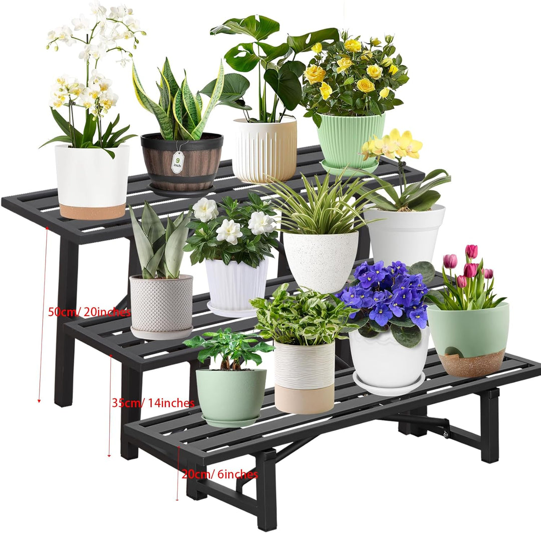 DHYGOTFUR Pflanzenständer Blumenständer Draussen& Innen Aluminium, Blumenbank Pflanzen Blumenregal f