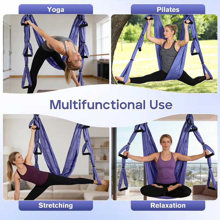 Aerial Yoga-Hängematte mit 6 Griffen, geeignet für Studios und Zuhause, Hängemattenschaukel-Set für